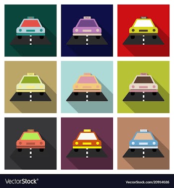 Taxi car top view icon taxicab sedan with checker vector image