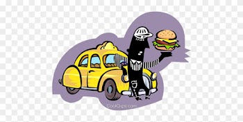 Taxi Driver Taking Lunch Break Royalty Free Vector - Fast Food