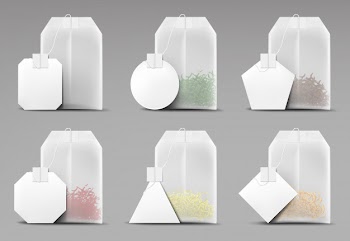 Tea bags set isolated on grey Free Vector