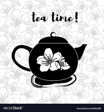 Tea pot silhouette with quote vintage vector image