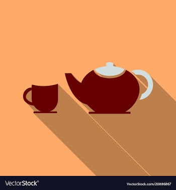 Tea set happy tea drinking in flat style with vector image