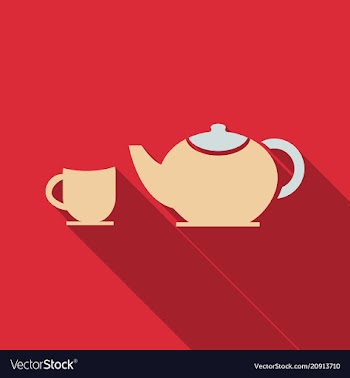 Tea set happy tea drinking in flat style with vector image