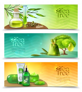 Tea tree horizontal banners Free Vector