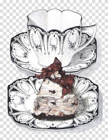 Tea Watercolor painting Drawing Food Illustration, chocolate cake transparent background PNG clipart