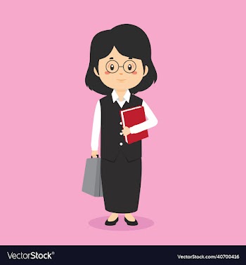 teacher character standing with file and briefcase