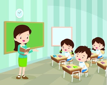 Teacher Teaching Students In Classroom, World Book Day, Back to school, Stationery, Book, Children,class with teacher and pupils.