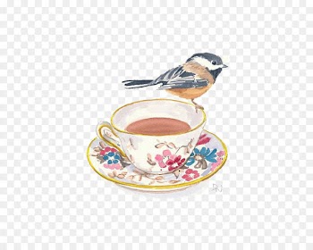 Teacup Coffee Watercolor painting - black tea 