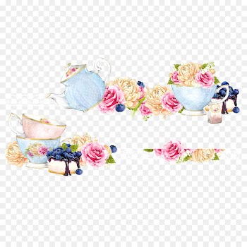 Teacup Wedding invitation Teapot Tea party - Hand-painted floral border 