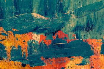 Teal and Orange Abstract Painting