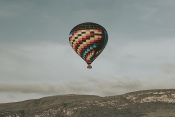 Teal and Red Hot Air Balloon