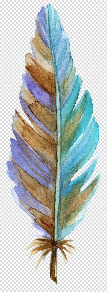 Teal, brown, and gray feather, Leaf Feather Texture mapping, Blue Feather leaves transparent background PNG clipart