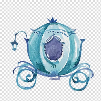 Teal carriage illustration, Euclidean Illustration, pumpkin car transparent background PNG clipart