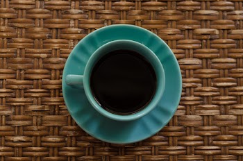 Teal Ceramic Mug on Saucer