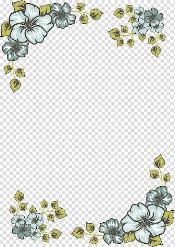 Teal flower border, Blue Flower Euclidean , Blue five flower decorative frame transparent background PNG clipart