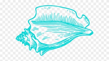 Teal Light Conch Shell Clip Art - Teal Seashell Clipart