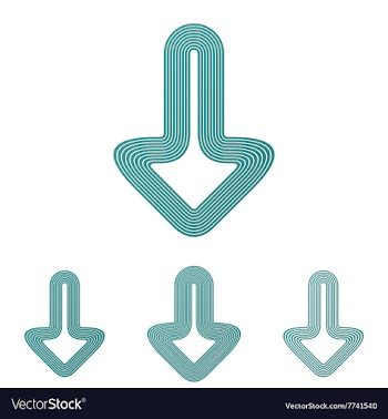 Teal line download logo design set vector image