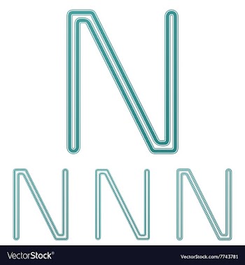 Teal line n logo design set vector image