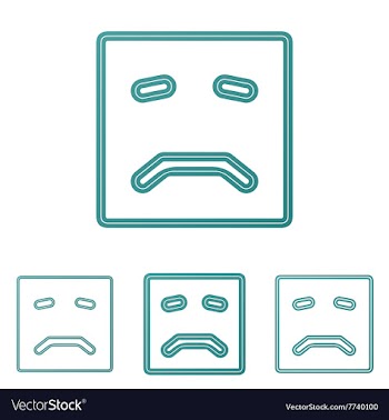Teal line sad logo design set vector image