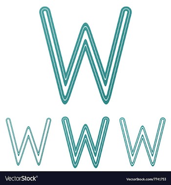 Teal line w logo design set vector image