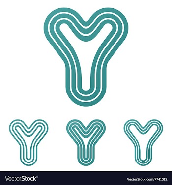Teal line y logo design set vector image