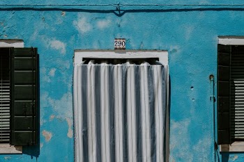 teal painted wall