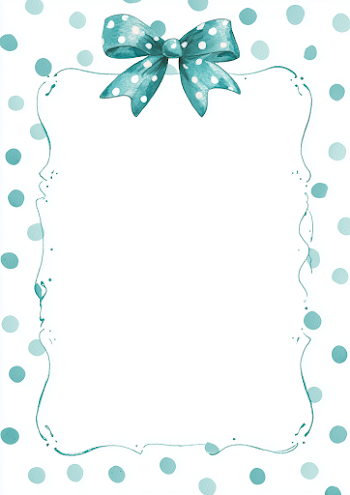 Teal Polka Dot Frame with Ribbon