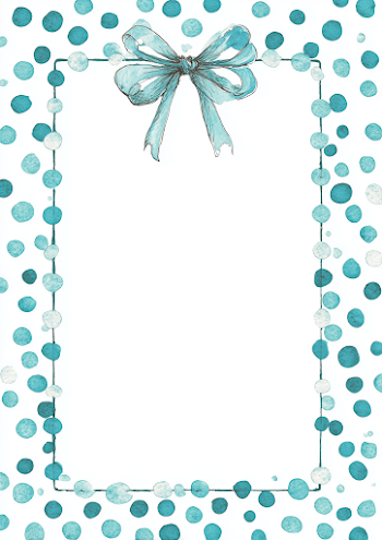 Teal Polka Dot Frame with Ribbon