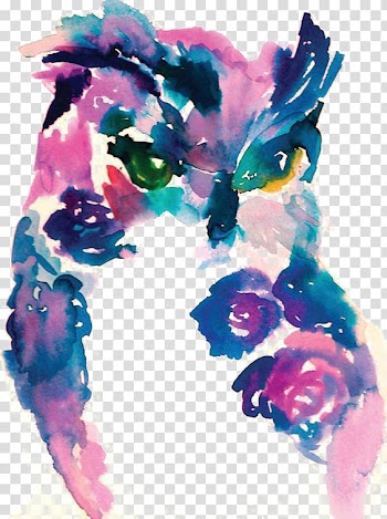 Teal, purple, black and blue abstract painting, Owl Watercolor painting Art Drawing, owl transparent background PNG clipart