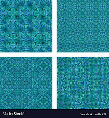 Teal seamless mosaic pattern set vector image