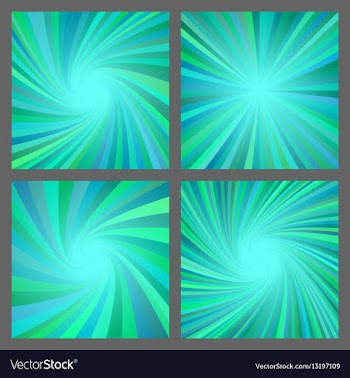 Teal spiral and ray burst background design set vector image