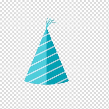 Teal striped tipi tent illustration, Party hat Birthday Blue, Birthday hat transparent background PNG clipart