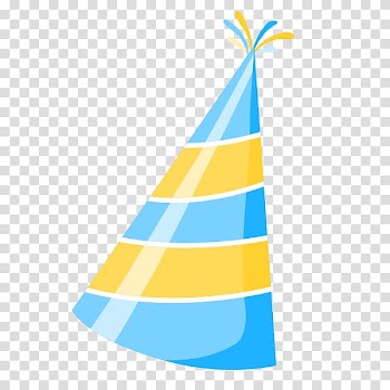 Teal, yellow, and white striped party hat illustration, Birthday Hat , Free Christmas hats to pull material transparent background PNG clipart