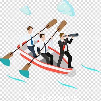 Team leadership illustration, Rowed business people transparent background PNG clipart