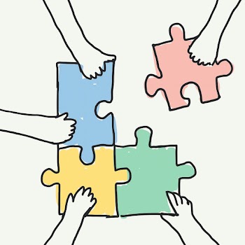 Teamwork doodle vector hands connecting… | Free stock illustration | High Resolution graphic