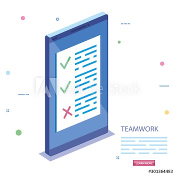teamwork scene with smartphone device design