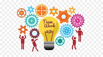Teamwork - Start the team to work together light bulb ideas 