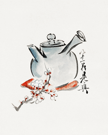 Teapot with cherry or plum | Free Photo Illustration - rawpixel