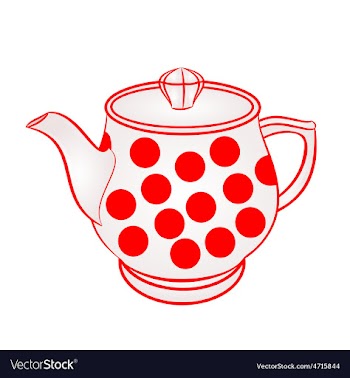 Teapot with red dots part of porcelain vector image