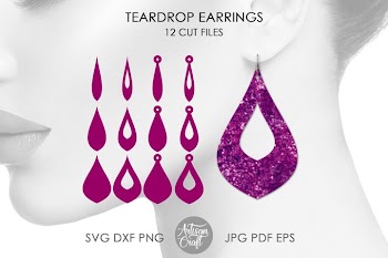 Teardrop earring SVG bundle, earring template, cutting files