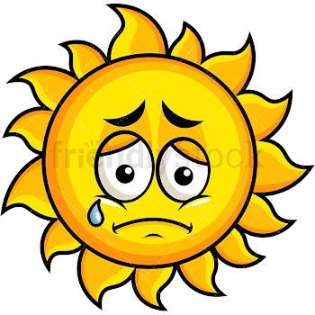 Teared Up Sad Sun Emoji Cartoon Vector Clipart - FriendlyStock