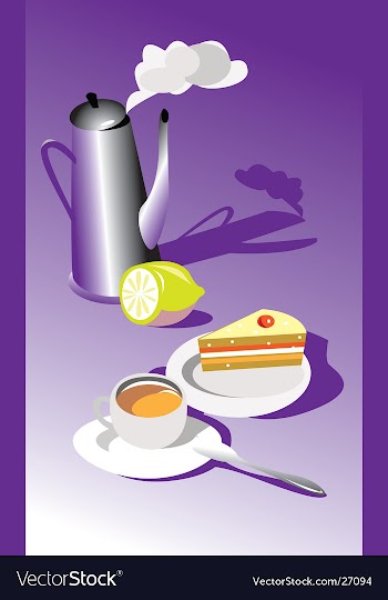 Teatime with cake and lemon vector image