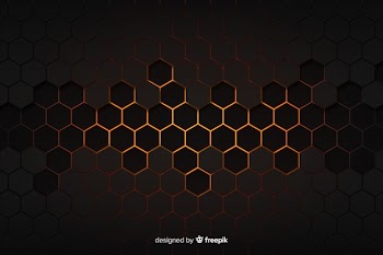 Technological honeycomb black and golden background Free Vector