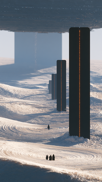 Technological Pilgrimage Across Geometric Dunes