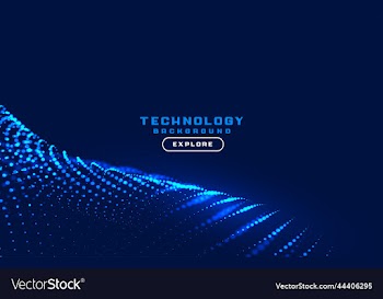 technology blue background with particle waves