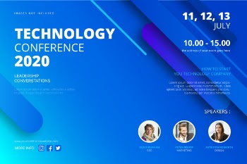 Technology conference poster template Free Vector