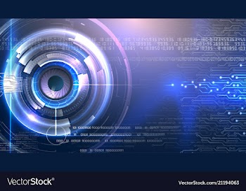 technology futuristic eye on bright background