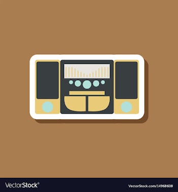 Technology gadget paper sticker music center vector image