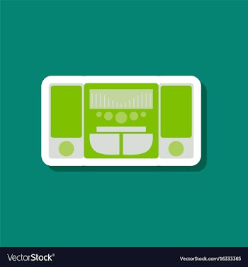 Technology gadget paper sticker music center vector image