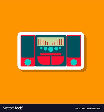 Technology gadget paper sticker music center vector image