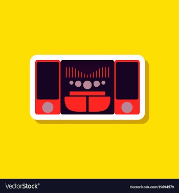Technology gadget paper sticker music center vector image